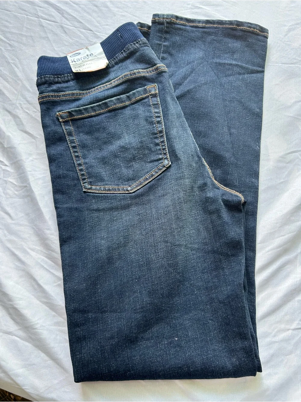 Old Navy Dark Blue Boy’s denim Karate Slim  adjustable Waistband XL (14-16) NWT